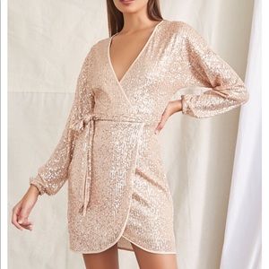 Forever 21 Sequined belted gold mini dress.